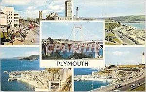 Carte Postale Moderne Plymouth Royal Parade and Guildhall Tamar Bridge Lido Pool and Brake's Isla...