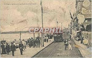 Carte Postale Ancienne La Plage et le Remblai des Sables D'Olonne Tramway