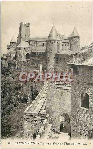 Bild des Verkufers fr Carte Postale Ancienne 14 carcassonne(cite) la tour de l inquisition zum Verkauf von CPAPHIL