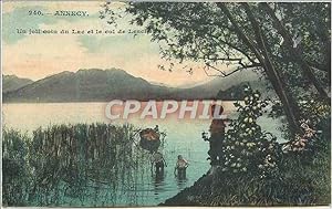 Bild des Verkufers fr Carte Postale Ancienne 220 annecy un joli coin du lac et le col de lesch zum Verkauf von CPAPHIL