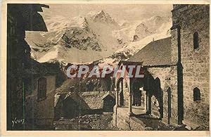 Imagen del vendedor de Carte Postale Ancienne Douce de France Les Alpes La Meije (3987 m) vue des Terrasses ap Premiere Plan La Vieille Eglise Romane du Village a la venta por CPAPHIL