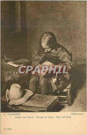 Seller image for Carte Postale Ancienne G ter borch knabe und hund garcon et chien for sale by CPAPHIL