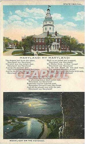 Carte Postale Ancienne State Capitol Maryland Moonlight on the Potomac