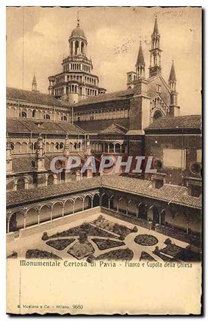Bild des Verkufers fr Carte Postale Ancienne Italie Italia Monumente Certosa di Pavia Fianco e Cupola della Chiesa zum Verkauf von CPAPHIL