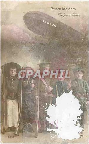 Seller image for Carte Postale Ancienne Sworn Brothers Toujours Freres Alsace Dirigeable Zeppelin for sale by CPAPHIL