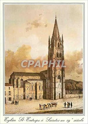 Image du vendeur pour Carte Postale Moderne Saintes Vieille Gravure La faade et le clocher de l Eglise de Saint Eutrope mis en vente par CPAPHIL