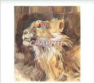 Bild des Verkufers fr Carte Postale Moderne Eugene Delacroix Tete de Lion rugissant Aquarelle sur traits a la mine de plomb zum Verkauf von CPAPHIL