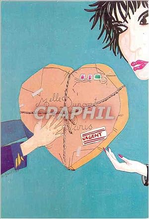 Carte Postale Moderne Serie Illustrateurs Messager du coeur