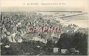 Carte Postale Ancienne 25 le havre panorama et entrée du port