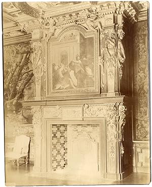 France, Cherverny, le château, la cheminée de la chambre à coucher