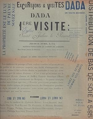 Image du vendeur pour Excursions & visites DADA. 1re Visite: Eglise Saint Julien le Pauvre. Jeudi 14 Avril a 3 h. Rendez-vous dans le jardin de l'glise. Rue Saint Julien le Pauvre - (Mtro Saint-Michel et Cit). mis en vente par ART...on paper - 20th Century Art Books