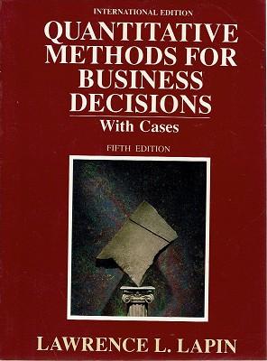 Immagine del venditore per Quantitative Methods For Business Decisions With Cases venduto da Marlowes Books and Music