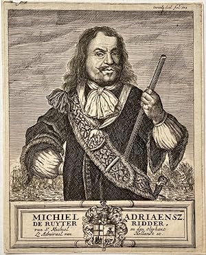 Antique print, etching | Portrait of Michiel de Ruyter (1607-1676) - After A. Bloteling, publishe...