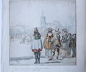 Antique printdrawing | Winterkoning: The King and queen of Bohemia on the ice, published 1766, 1 p.