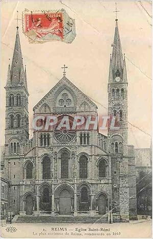 Carte Postale Ancienne Reims Eglise Saint Remi La Pus Encienne de Reims Commencee en 1042