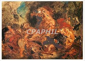 Image du vendeur pour Carte Postale Ancienne Eugene Delacroix (1798 1863) Esquisse de la chasse aux lions Paris Musee d'Orsay (Palais de Tokyo) mis en vente par CPAPHIL