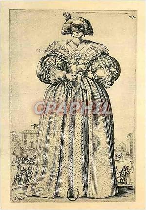 Image du vendeur pour Carte Postale Moderne 1re moitie du XVIIe s Costumes Gravures Jacques Callot (1594 1635) Une dame noble Pour la promenade elle a mis un ma mis en vente par CPAPHIL