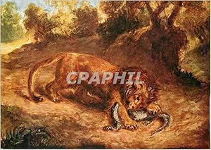 Image du vendeur pour Carte Postale Ancienne Eugene Delacroix (1798 1863) Lion et Caiman Paris Musee du Louvre mis en vente par CPAPHIL