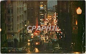 Bild des Verkufers fr Carte Postale Moderne Looking down Powell Street at Night San Francisco zum Verkauf von CPAPHIL
