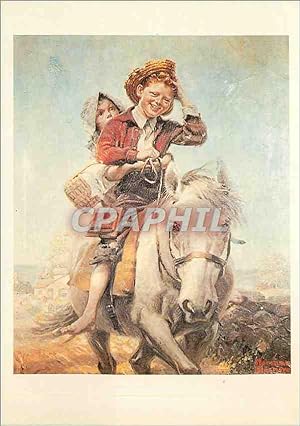 Imagen del vendedor de Carte Postale Moderne Norman rockwell 1894 1978 garcon et fille a cheval a la venta por CPAPHIL