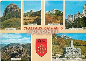 Image du vendeur pour Carte Postale Moderne Cirquit des Chteaux Cathares Montsegur Queribus Puilaurens Peyrepertuse Lastours Croix Cathare a Montsegur mis en vente par CPAPHIL