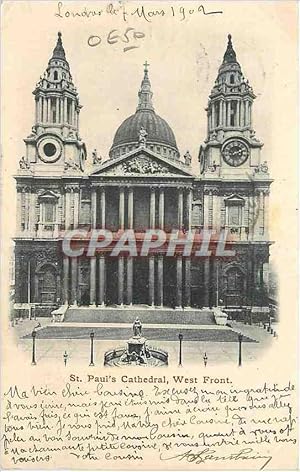 Carte Postale Ancienne St Paul's Cathedral West Front London