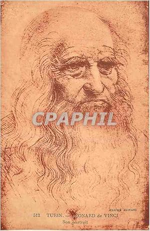 Carte Postale Ancienne Turin Leonard de Vinci Son Portrait