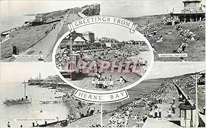 Seller image for Carte Postale Moderne Greetings from Herne Bay The downs East Cliff Promenade and central Bandstand King's hall East Cliff for sale by CPAPHIL