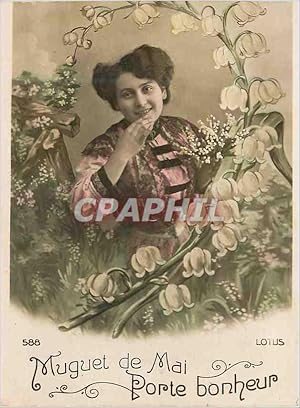 Seller image for Carte Postale Ancienne Portrait Muguet de Mai Porte Bonheur Lotus for sale by CPAPHIL