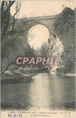 Carte Postale Ancienne Paris (19e arrt) Bulles Chaumont Sur le Lac Le Pont de Briques