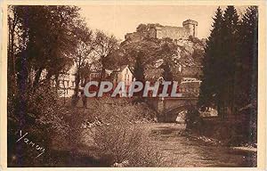 Carte Postale Ancienne Lourdes Le Château Fort et le Gave