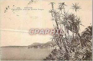 Carte Postale Ancienne Menton vue générale prise des Rochers Rouges