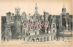 Imagen del vendedor de Carte Postale Ancienne Chteau de Chambord Les Terrases et les Combles vue prise a vol d'Oiseau a la venta por CPAPHIL