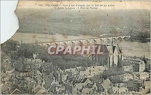 Carte Postale Ancienne Orleans vue a vol d'oiseau sur le Val de La Loire Eglise St Aignan pont de...