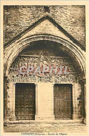 Carte Postale Ancienne Conques (Aveyron) Portail de l'Eglise