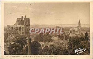 Carte Postale Ancienne Abbeville Saint Vulfran et la Ville vus de Saint Gilles