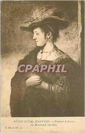 Image du vendeur pour Carte Postale Ancienne Musee Royat d'Anvers Portrait de Femme par Rembrand van Ryn mis en vente par CPAPHIL