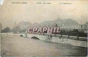 Carte Postale Ancienne Paris Crue de la Seine Pont d'Iena