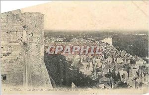 Carte Postale Ancienne Chinon Les Ruines du Château du Milieu et la Ville
