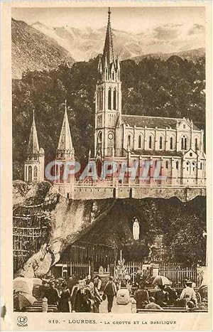 Carte Postale Ancienne Lourdes La Grotte et la Basilique