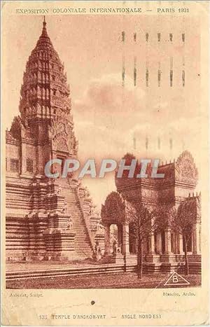 Carte Postale Ancienne Temple d'Angkor Vat Angle Nord Est Exposition Coloniale Internationale Paris