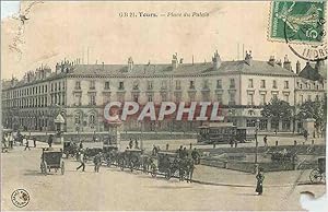 Carte Postale Ancienne Tours Place du Palais Tramway