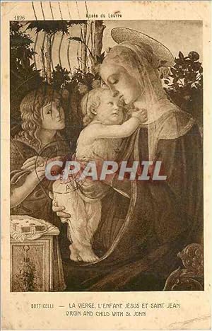 Bild des Verkufers fr Carte Postale Ancienne Musee du Louvre Botticelli La Vierge L'Enfant Jesus et Saint Jean zum Verkauf von CPAPHIL
