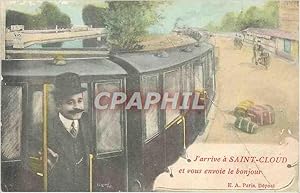 Bild des Verkufers fr Carte Postale Ancienne A Saint Cloud et vous envoie le Bonjour Train zum Verkauf von CPAPHIL