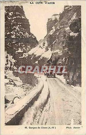 Carte Postale Ancienne Gorges du Cians (A M) La Cote d'Azur Automobile
