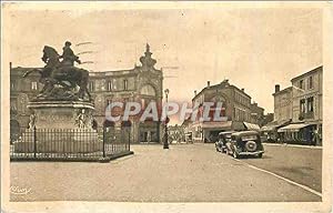 Carte Postale Ancienne Cognac (Charente) Statue de Francois 1er et la Place Automobile