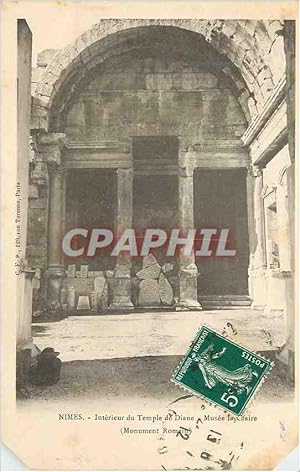 Carte Postale Ancienne Nimes Intérieur du Temple de Diane Musee Lapidaire (Monument Romain)