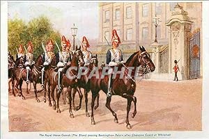 Seller image for Carte Postale Ancienne The Royal Horse Guards (The Blues) Passing Buckingham Palace after Changing Guard at Whitchall Militaria for sale by CPAPHIL