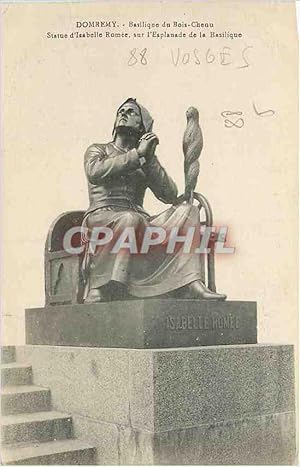 Carte Postale Ancienne Domremy Basilique du Bois Chenu Statue d'Isabelle Romee sur l'esplanade de...