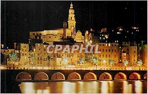 Image du vendeur pour Carte Postale Moderne Menton (A M) Les Sites Merveilleux de la Cote d'Azur La Ville vue de Nuit mis en vente par CPAPHIL